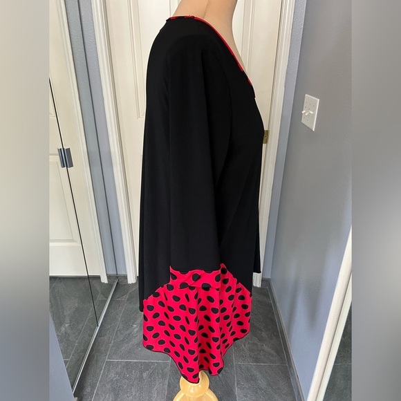 Vtg Sole Dione Studio Black & Red Polka Dot Stretch Tunic Top Minnie Lady Bug - Picture 4 of 8